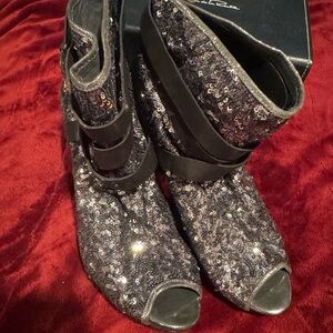 Staccato Black Sequin open toes Heeled Boots (brand new)